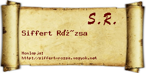 Siffert Rózsa névjegykártya